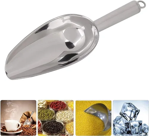 Vista 6 de Fdit Cuchara multifuncional de acero inoxidable para alimentos de hielo, granos de café, pala de frutas secas, 1 unidad para bar y cocina (38 onzas)