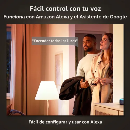 Vista 3 de Philips Hue Bombilla LED inteligente A19 de 75 W, luz blanca cálida suave, 1 paquete, 1100 lúmenes, E26, interior, control con aplicación Hue