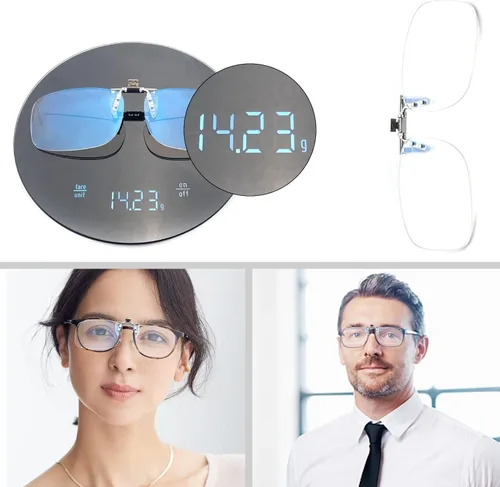 Vista 6 de Paquete de 2 lentes de lectura abatibles sin montura con clip para anteojos con estuche anti luz azul y bloqueo UV400