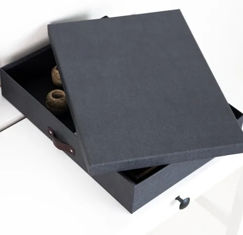 Vista 7 de Bigso Sverker Caja de almacenamiento de fibra legal/artística – Caja de almacenamiento para álbumes de recortes para papeles, fotos y más – Cajas