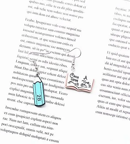 Vista 2 de Aretes colgantes creativos con regla de lápiz de pizarra para mujeres, niñas, estudiantes, profesores, regalos de graduación, Metal Resina, Resina