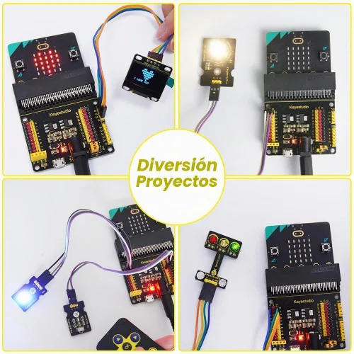 Vista 2 de KEYESTUDIO - Kit de inicio de 45 sensores para BBC Microbit V2.2 V2 V1.5 Sensor Breakout Board, i2c LCD, 5v Relay with Tutorials 57 Courses Coding