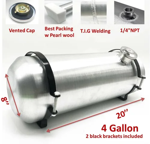 Vista 2 de JSD tanque de gas de 4 galones con llenado final de 8" x 20" de aluminio laminado con salida de llenado final de 1/4 NPT