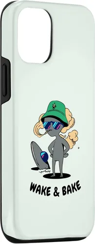 Vista 3 de Estuche de regalo divertido para iPhone 15 Alien Stoner Wake And Bake Weed Marihuana