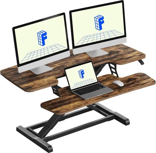 Vista 10 de FLEXISPOT Convertidor de escritorio de pie de 28 pulgadas para espacios pequeños, elevador de escritorio compacto para computadora de pie Negro