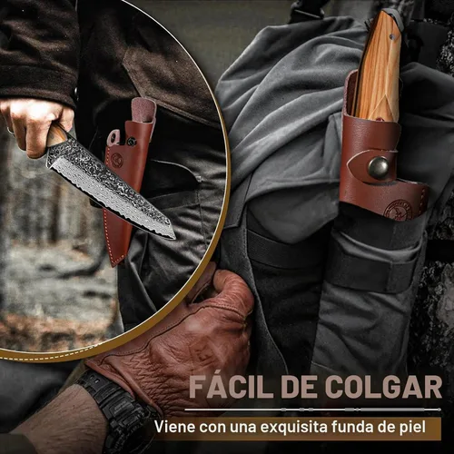 Vista 6 de TAN REN Cuchillo de chef de Damasco de 6 pulgadas con funda, cuchillo japonés Kiritsuke afilado, cuchillos de cocina de Damasco de espiga completa