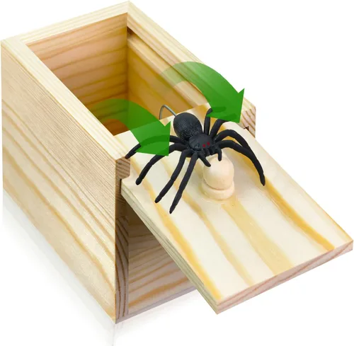Vista 6 de PARNIXS Caja de broma de araña grande mejorada de goma, versión máxima práctica, puede contener un anillo de tarjeta de crédito, cadena de perfume