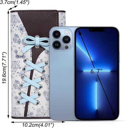 Vista 7 de UTO Cartera RFID para mujer, de gran capacidad, de piel sintética, tarjetero, funda para teléfono, bolsillo con cremallera, embrague
