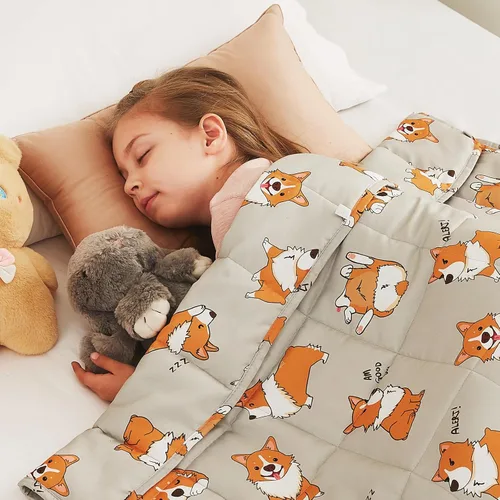Vista 8 de CuteKing Manta pesada (2 libras, 36 x 48 pulgadas, gris) manta pesada para 40-60 libras, manta pesada para refrigeración y calefacción con cuentas