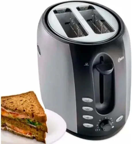 Vista 5 de Oster 2-Slice Toaster with Extra Wide Slots, Bagel Toaster for All Bread Types, Brushed Stainless Steel