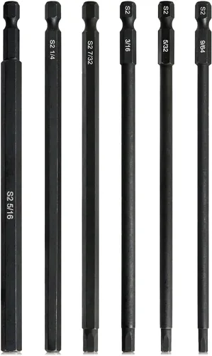 Vista 16 de 10 brocas de llave Allen de cabeza hexagonal de 3.937 in de largo, 1/4 de pulgada, 5/16 a 5/64 pulgadas, SAE, puntas magnéticas para destornillador