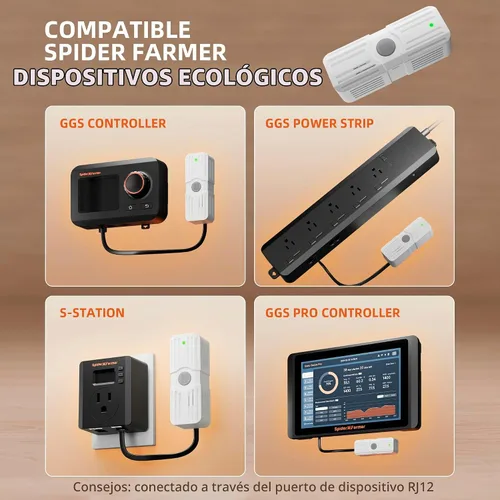 Vista 5 de Kits de Sensor Pro GGS de Spider Farmer, Sensor 4-en-1 de VPD/PPFD/Temp/Humid con Sensor de CO2, para Control de Precisión de Monitoreo Ambiental