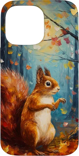 Vista 21 de Starry Night Squirrel Autumn Falling Leaves Van Gogh Style Case for iPhone 16