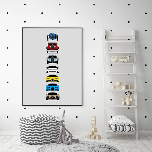 Vista 4 de Custom Car Posters Handmade Poster compatible with Bugatti Generations Print of Best of Bugatti (Type 35, Type 41, Type 57SC, EB110, Veyron, Chiron)