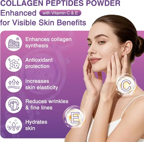 Vista 5 de ZEBORA Polvo de péptidos de colágeno múltiple para mujeres, péptidos de colágeno hidrolizados con D-manosa y probióticos para mujeres, apoya