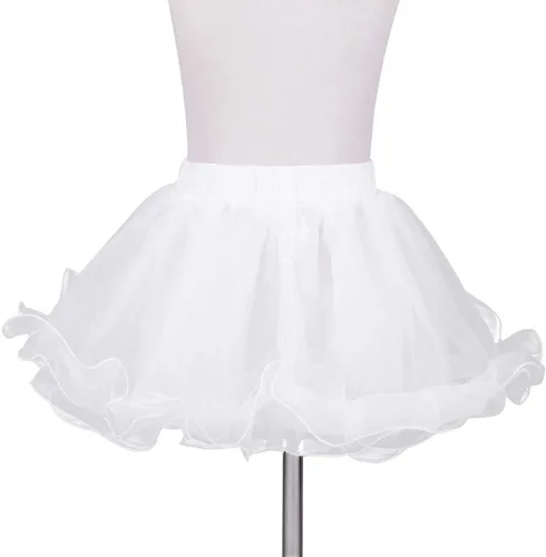 Vista 2 de Enagua de organza con volantes de 3 capas para niños, falda de flores, vestido de crinolina, boda, concurso de baile, deslizamiento