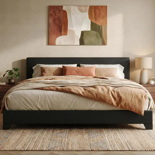 Vista 13 de SHA CERLIN - Base de cama tapizada tamaño King en color gris claro con cabecero ajustable, soporte de listones de madera, no necesita somier, fácil