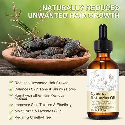 Vista 5 de Aceite Cyperus Rotundus, aceite natural de Cyprus Rotundus para depilación y reducción del crecimiento del vello corporal, hidratación y piel suave