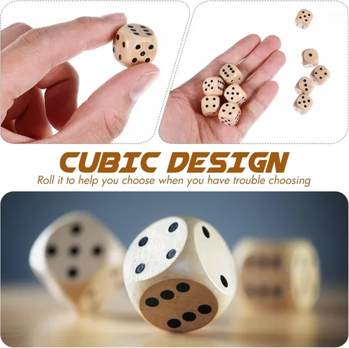 Vista 9 de Juego de 10 dados de madera D6 de madera de seis caras, juego estándar de matemáticas, mini dados de mesa para tablero de enseñanza en el aula