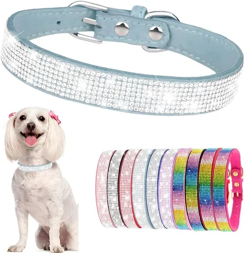 Vista 10 de Hotlion Collar de Perro con Diamantes de Imitación y Cristales, Collar Bonito y Deslumbrante de Cuerpo de Diamante para Cachorros, Gatito, Mascotas