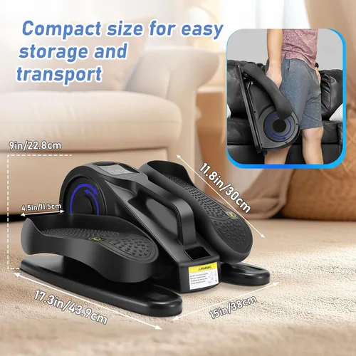 Vista 6 de Under Desk Elliptical Machine, Electric Leg Exerciser for Seniors, Compact Seated Pedal Exerciser, Portable Elliptical Trainer with Remote and