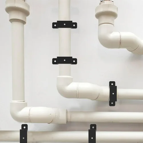 Vista 6 de 8 abrazaderas cuadradas para tubo, soportes de sujeción de correa negra, soporte de conector en forma de U, amarre de poste de valla de madera