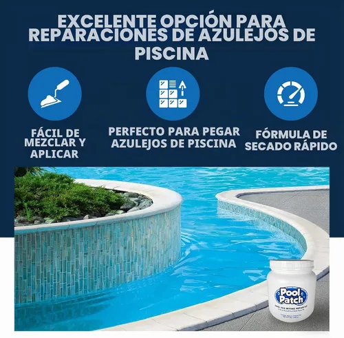 Vista 3 de Pool Patch Kit de reparación de adhesivo para azulejos de piscina, 3 libras, fórmula fácil de mezclar y aplicar, perfecta para pegar azulejos