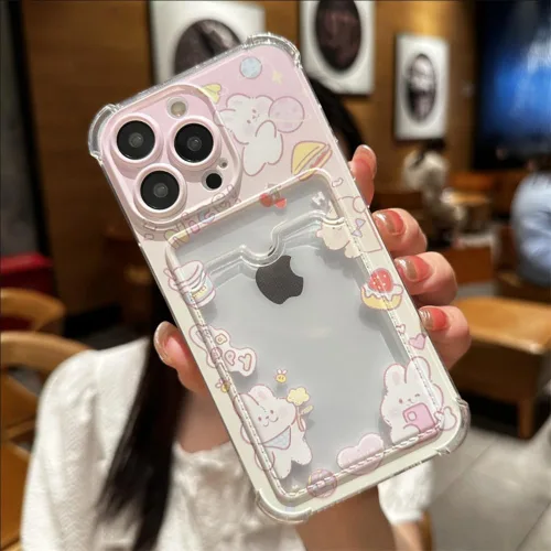 Vista 6 de Roemary Funda de cachorro para iPhone 13 con tarjetero, funda de pastel para niñas y mujeres Cachorro de pastel beige