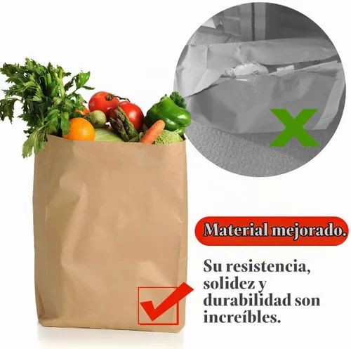 Vista 2 de BagDream Bolsas de comestibles de 12 x 7 x 17 pulgadas, 100 bolsas de papel kraft marrón resistente, bolsas de papel reciclable duraderas