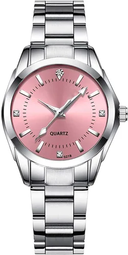 Vista 4 de Pareja relojes hombres y mujeres oro plata acero inoxidable reloj moda él y ella relojes conjunto