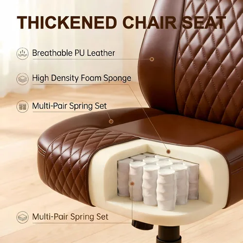 Vista 4 de COMHOMA Comfy Silla de oficina, silla de escritorio para el hogar con reposabrazos abatibles y respaldo ergonómico, silla ejecutiva de piel