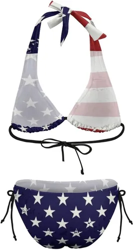 Vista 6 de Trajes de baño de dos piezas con la bandera americana para mujer