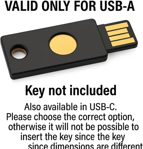 Vista 2 de Estuche protector para YubiKey 5/5C NFC – Llavero compacto y liviano con tornillo M3 de 2.5 mm, llave Allen no incluida (Azul, USB-A)