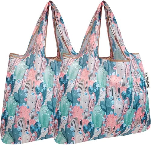 Vista 27 de allydrew Bolsa plegable de nailon para comestibles reutilizable (Set de 2), Ballenas Azules