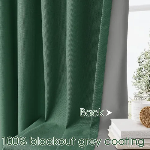 Vista 5 de Joywell Cortinas 100% opacas de 84 pulgadas de largo, juego de 2 paneles de cortinas de oscurecimiento de habitación para dormitorio, pestañas Verde
