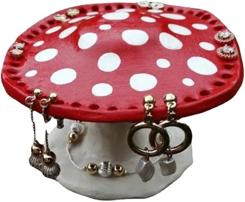 Vista 6 de Lindo soporte de joyería de hongos, soporte de exhibición de aretes, organizador de aretes, regalo de Navidad, cumpleaños para mujeres y niñas