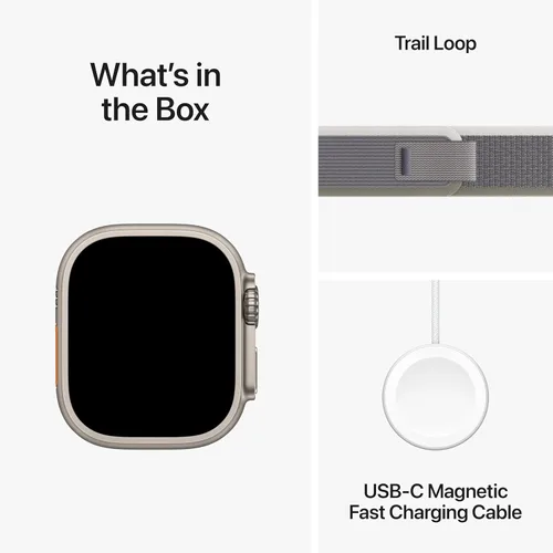 Vista 6 de Apple Watch Ultra 2 [GPS + Celular 49mm] Reloj inteligente con caja de titanio resistente y correa loop de senderismo verde/gris S/M. Rastreador