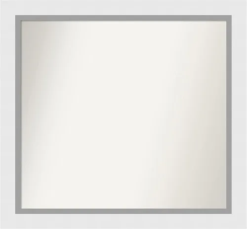 Vista 275 de Amanti Art Espejo de baño blanco para sobre el fregadero, 24 x 26 pulgadas, espejo rectangular blanco y blanco, marco de madera contemporáneo
