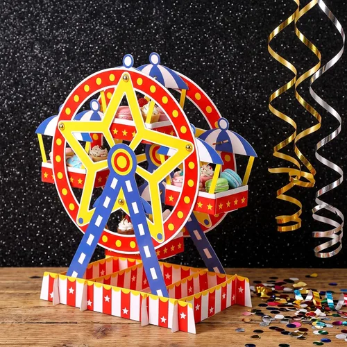 Vista 7 de Epakh - Juego de 3 centros de mesa de rueda de fortuna para carnaval, decoración de fiesta, circo