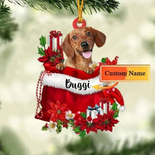 Vista 152 de Perro Akita Inu personalizado en bolsa de regalo, adorno de Navidad, nombre personalizado, regalo para amantes de los perros, familia, Navidad