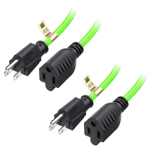 Vista 10 de Cable Matters - Paquete de 2 cables de extensión de alimentación cortos de 16 AWG, resistentes de 13 A, 1 pie, 3 clavijas, NEMA 5-15P a NEMA 5-15R