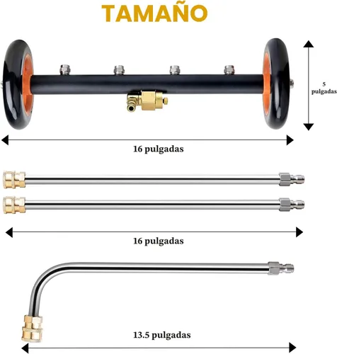 Vista 7 de EVEAGE Escoba de agua 2 en 1 para lavadora a presión del tren de rodaje de 16 pulgadas, accesorio para lavadora a presión debajo del automóvil