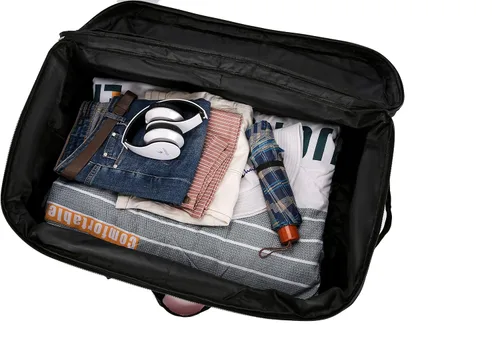 Vista 7 de yotefe Softside - Equipaje expandible con ruedas giratorias y bolsillo para teléfono, 30 pulgadas, Negro Azul, Equipaje extensible Softside