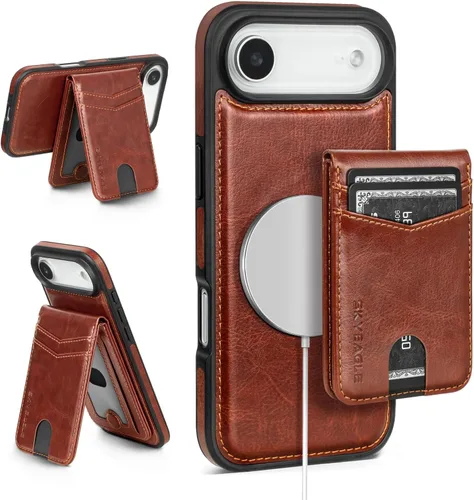 Vista 116 de SkyEagle - Funda tipo cartera compatible con MagSafe para iPhone 11, color negro Detachable Magnetic Credit Card Holder,RFID Blocking,PU