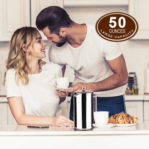 Vista 6 de Secura - Cafetera de prensa francesa de acero inoxidable 304 con 2 filtros adicionales