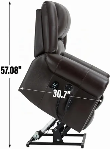 Vista 9 de Silla Elevadora Eléctrica de Doble Motor, Silla Reclinable que se Recuesta Completamente, Sillón Reclinable Eléctrico con Masaje y Calor
