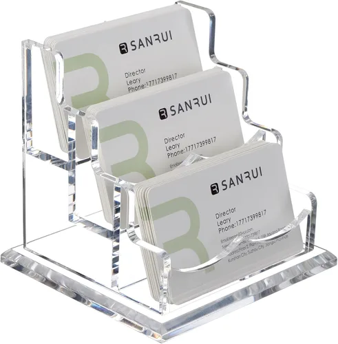 Vista 12 de SANRUI - Soporte para tarjetas de visita de acrílico para escritorio, soporte horizontal para tarjetas de presentación, soporte transparente