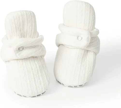 Vista 3 de HsdsBebe Unisex Newborn Baby Cotton Booties Non-Slip Sole for Toddler Boys Girls Infant Winter Warm Fleece Cozy Socks Shoes