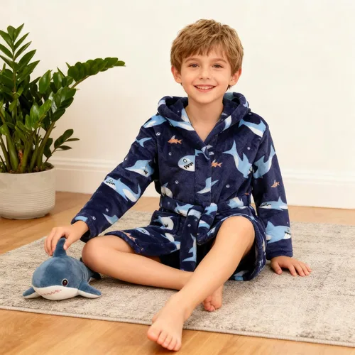 Vista 184 de E.W Apparel Bata de baño de forro polar con capucha para niños, bata suave y mullida para niños pequeños