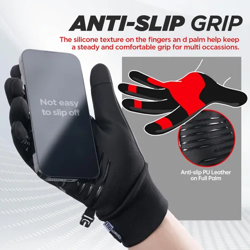 Vista 4 de Guantes térmicos para hombres y mujeres, guantes de invierno resistentes al viento antideslizantes para pantalla táctil, guantes de correr